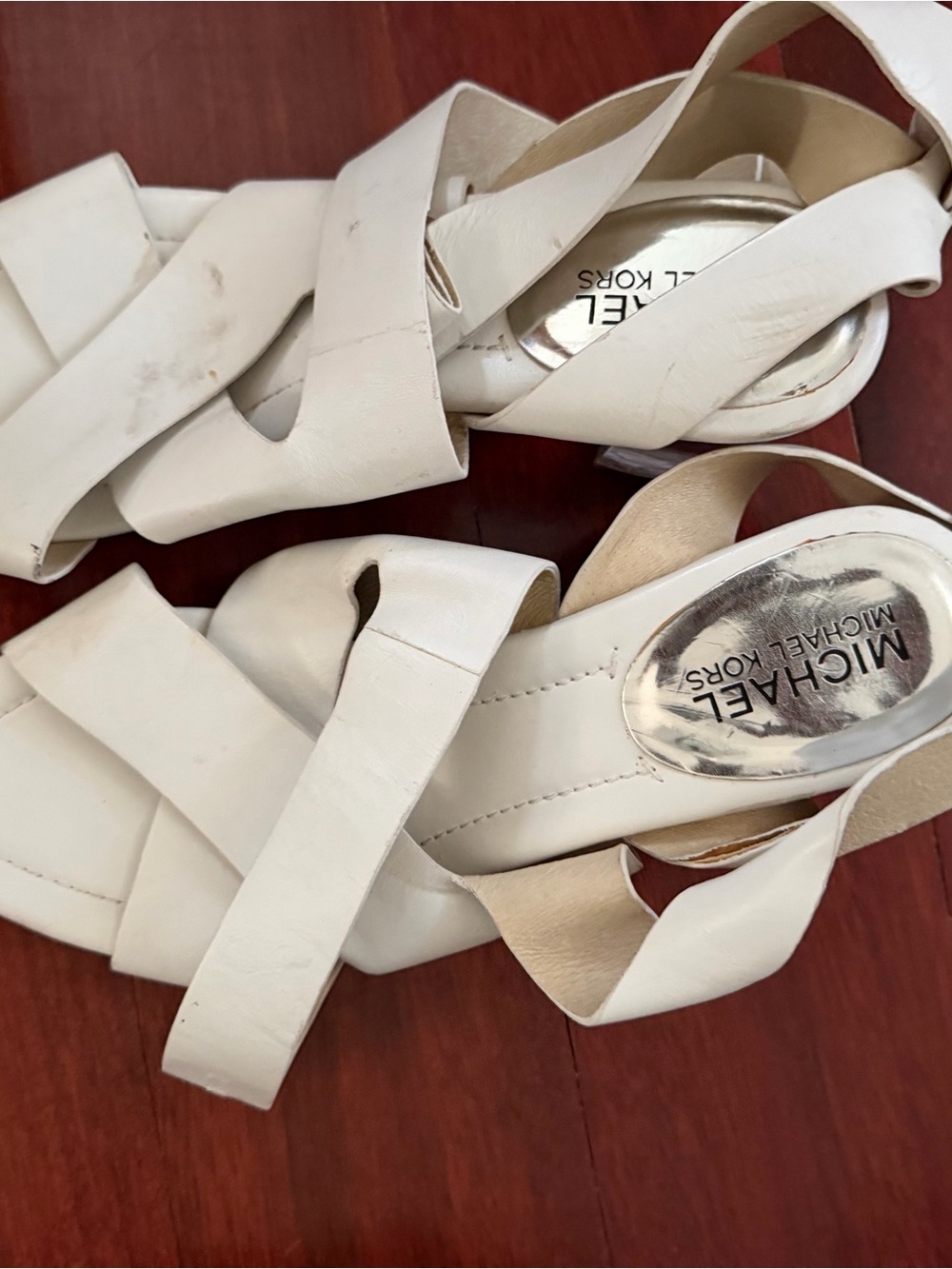 MICHAEL Michael Kors Cream Leather Strappy Heels